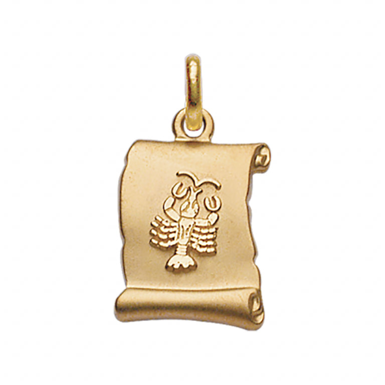 Pendentif mode parchemin Cancer en plaqué or brillant