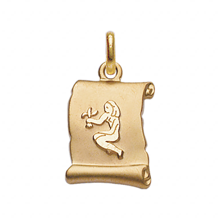 Pendentif mode vierge parchemin en plaqué or brillant