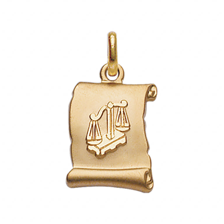 Pendentif mode parchemin Balance en Plaqué Or brillant