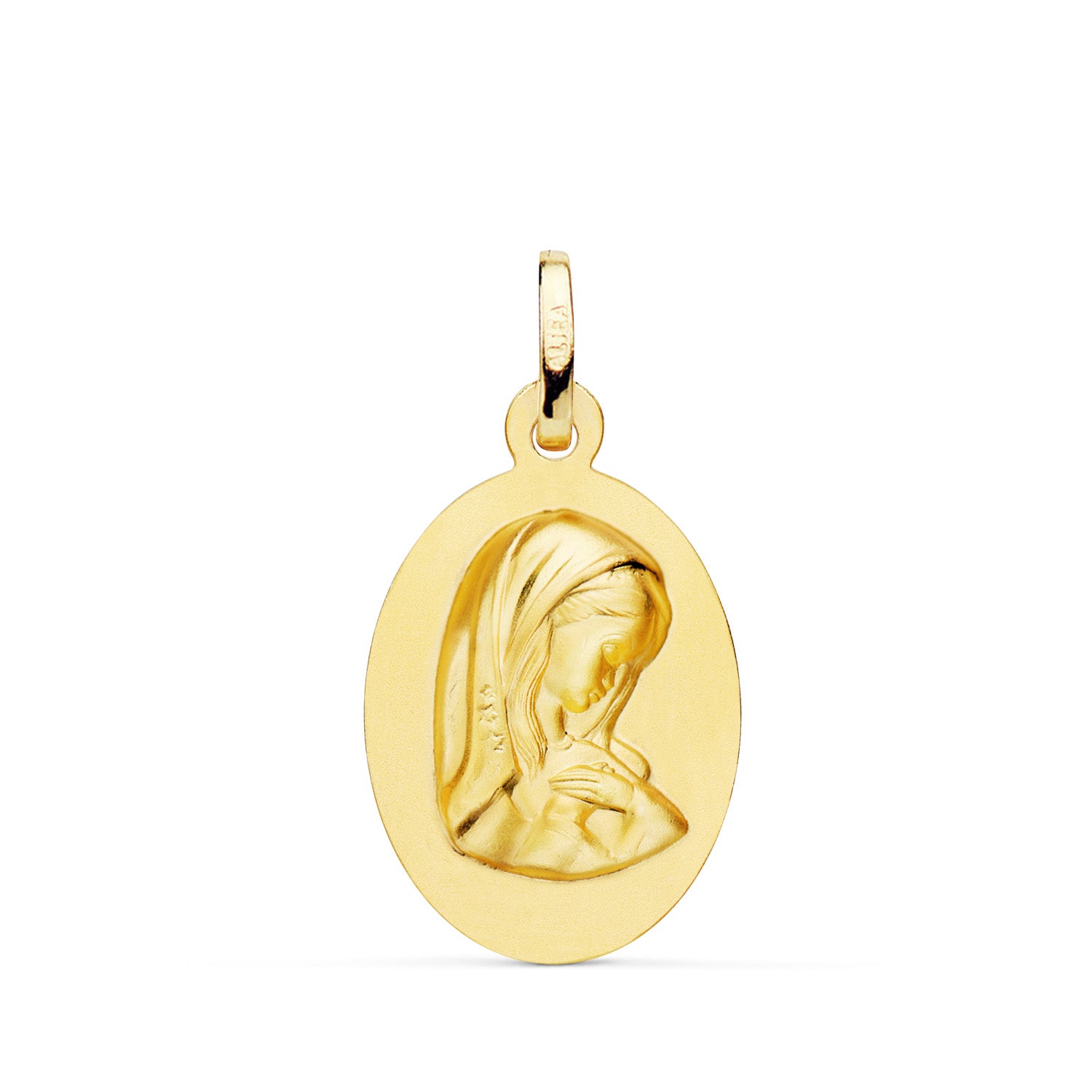 18 K sárga arany medál szűz ovális sima árnyalatú medál Mérete: 22 X 14 mm