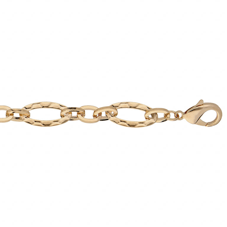 Gehamerde ovale mesh-armband – verguld | Azulin-weergave 2