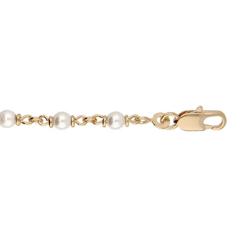 Imitatie witte parelarmband – verguld | Azulin