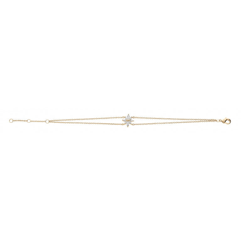 Bracelet Plaqué Or motif fleur oxydes blancs bijouterie Azuline