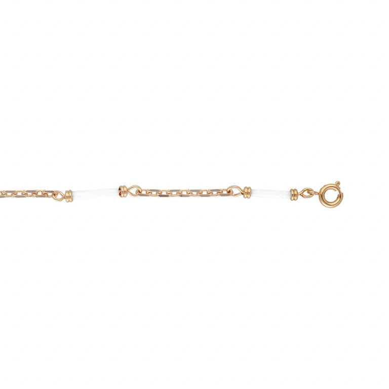 Bracelet mode tubes blancs en plaqué or élégant