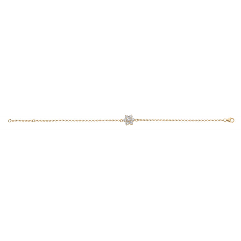 Bracelet plaqué or pendentif fleur marguerite oxydes blancs sertis