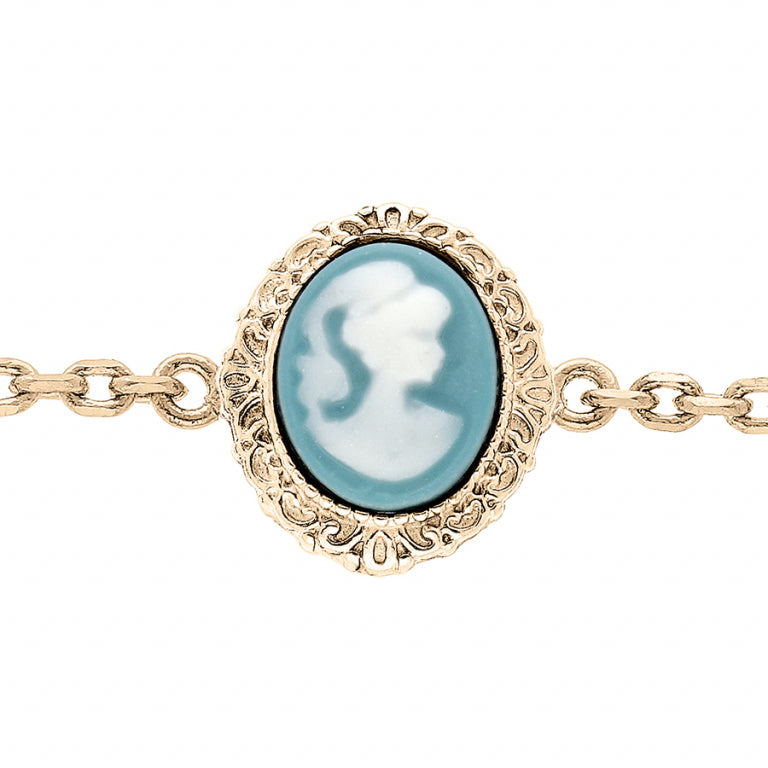 Bracelet mode camée bleu en Plaqué Or