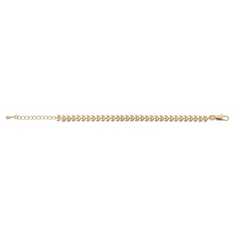Bracelet plaqué or maille épi avec chaîne d'extension