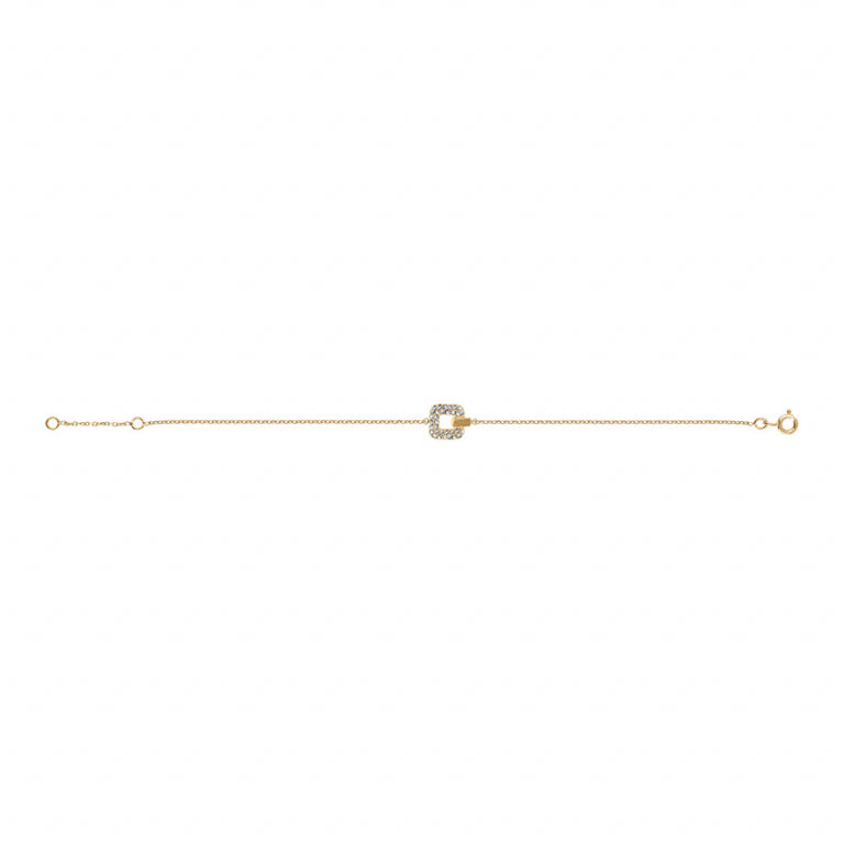 Bracelet mode carré oxydes de zirconium blancs en plaqué or