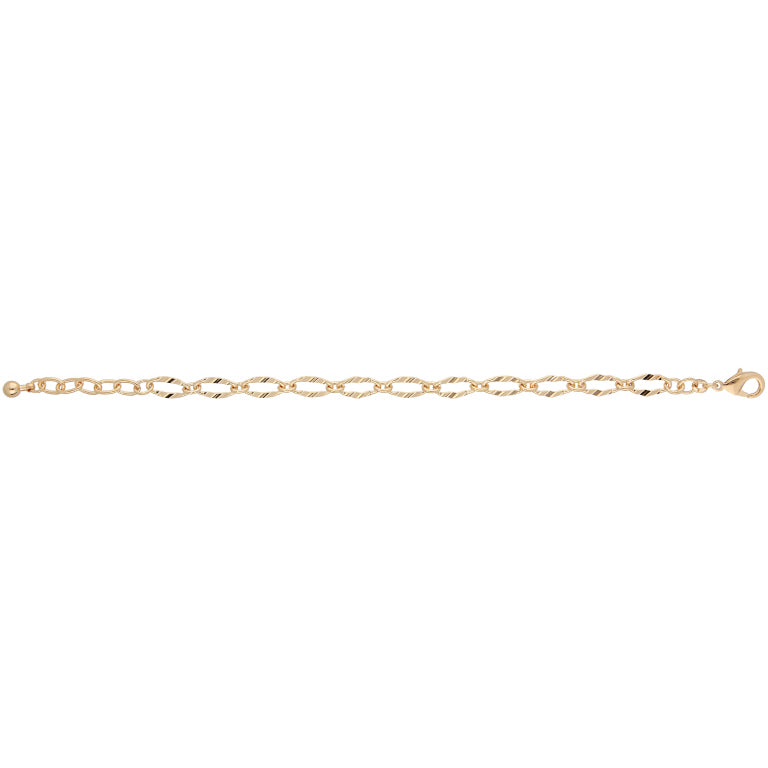 Bracelet plaqué or maille ovale avec fermoir mousqueton