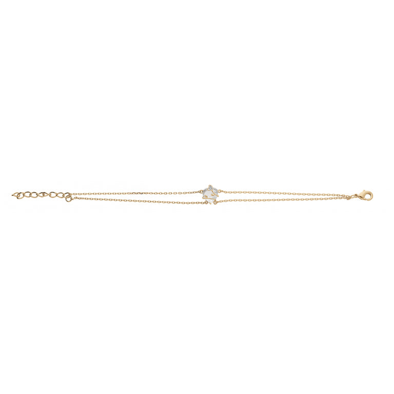 Bracelet plaqué or motif cœur avec volute et oxydes blancs
