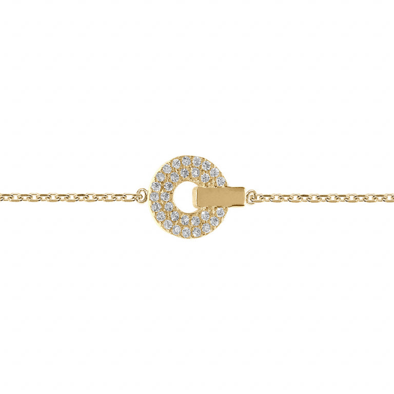 Bracelet mode rond en Plaqué Or avec oxydes blancs sertis