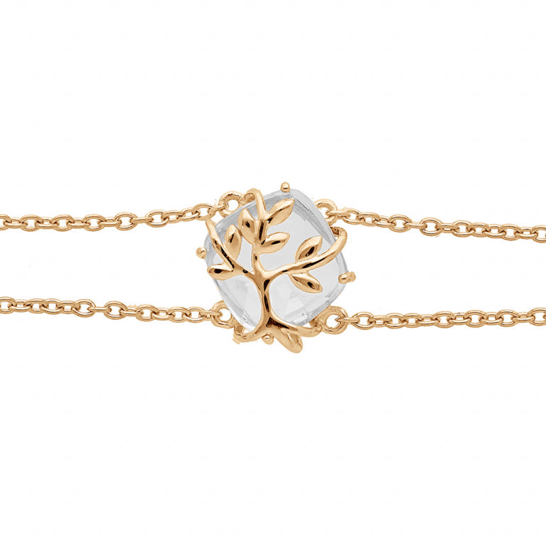 Bracelet mode arbre de vie en plaqué or avec oxydes blancs