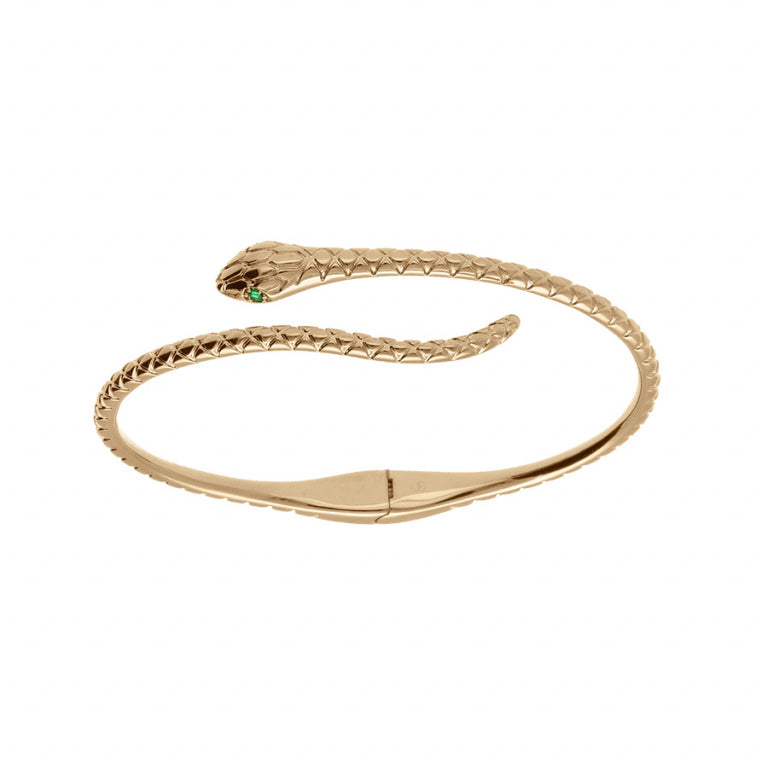 Bracelet mode serpent en Plaqué Or avec oxydes verts