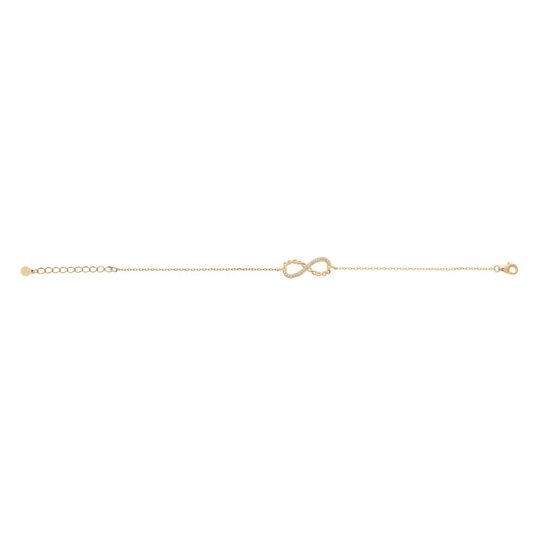 Bracelet plaqué or motif infini orné d'oxydes blancs Azuline