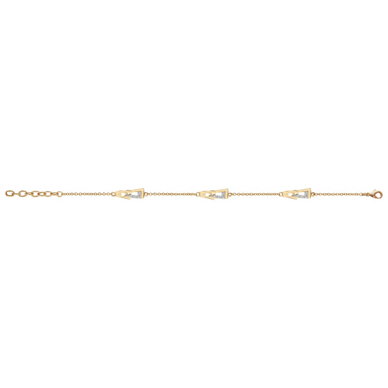 Bracelet plaqué or motif entrelacs avec oxydes de zirconium blancs
