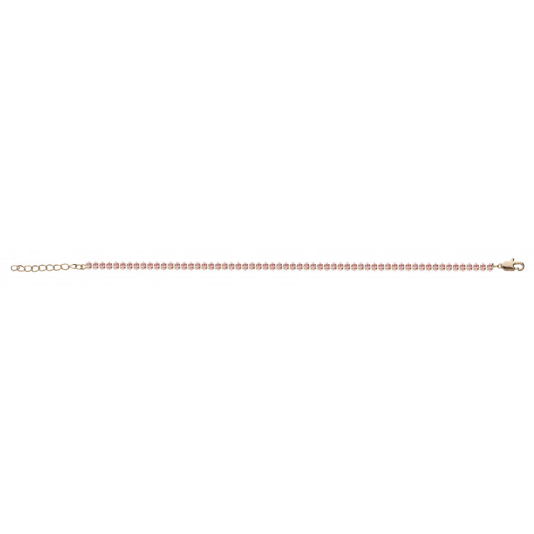 Bracelet Plaqué Or motif navettes serties d'oxydes roses