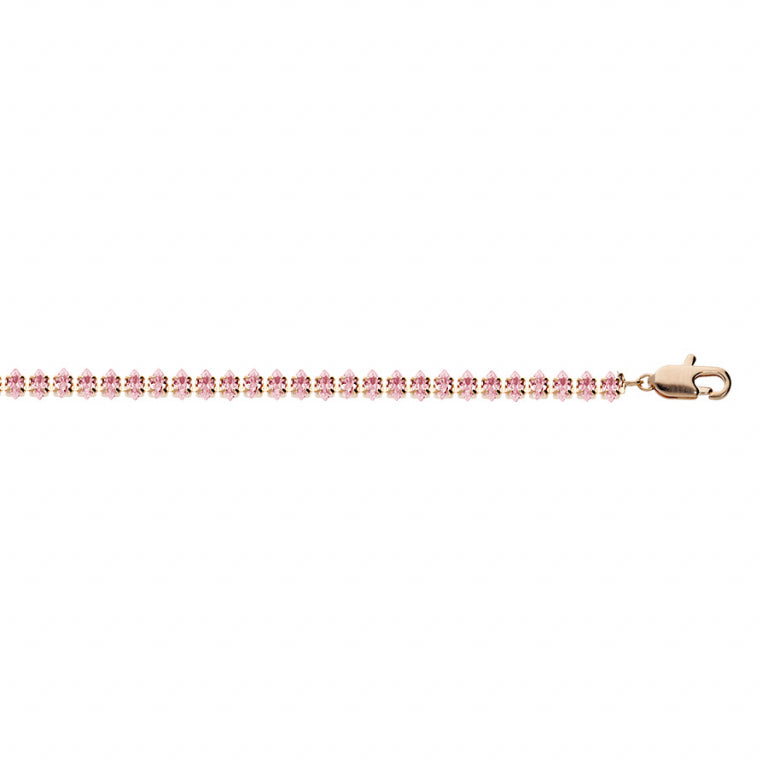 Bracelet mode navettes en Plaqué Or avec oxydes de zirconium roses