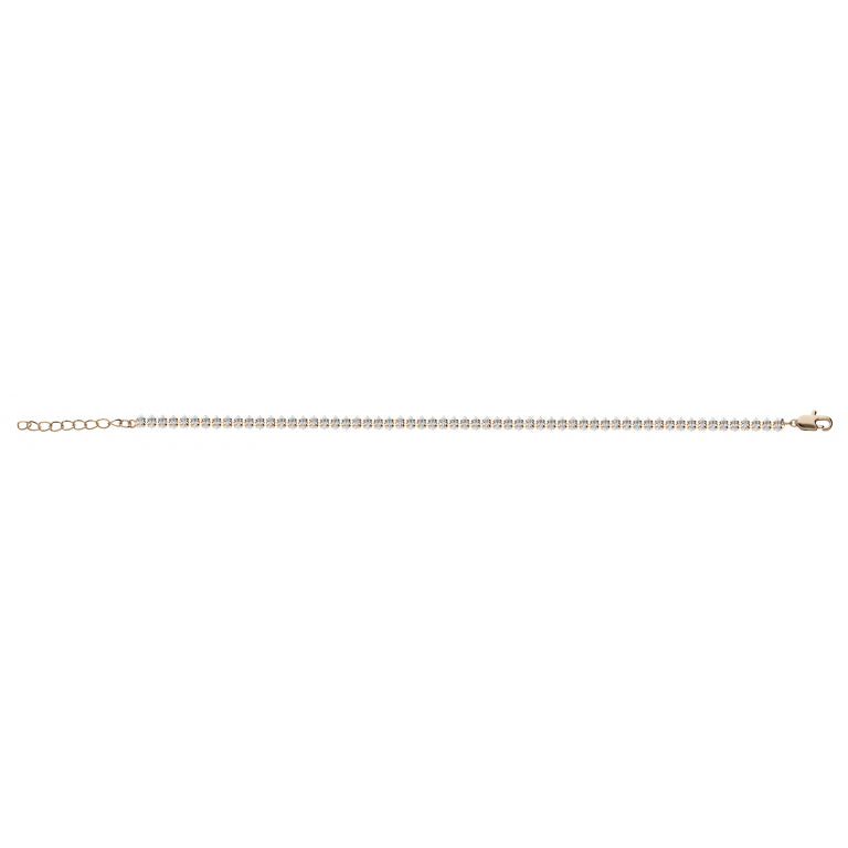 Bracelet plaqué or motif navettes serties oxydes blancs