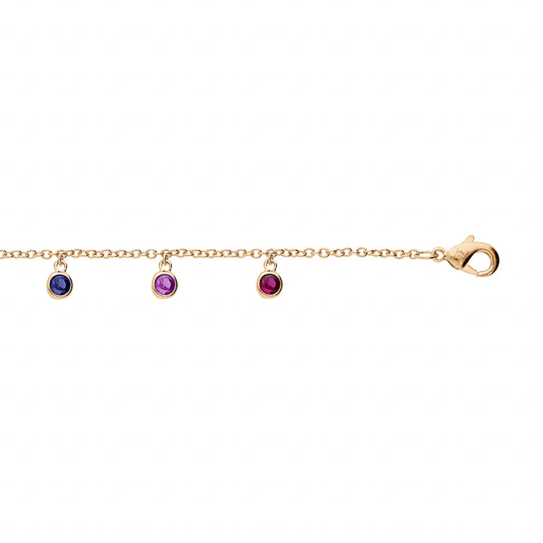 Bracelet mode pampilles oxydes multicolores rond en plaqué or