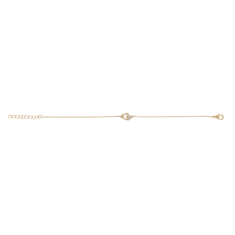 Bracelet plaqué or motif double cœurs sertis oxydes blancs