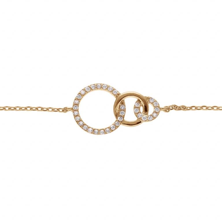Bracelet trois cercles plaqué or avec oxydes de zirconium blancs
