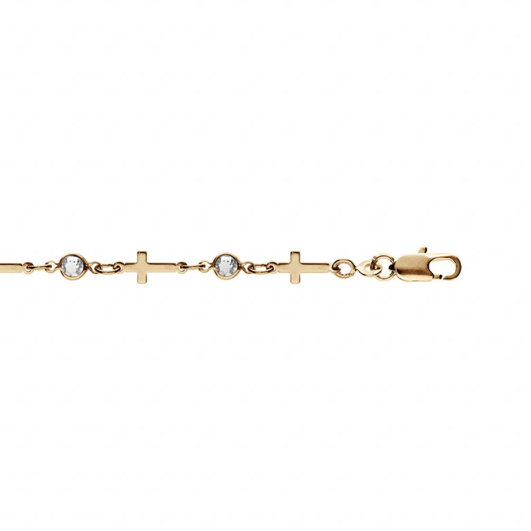 Bracelet mode croix en plaqué or avec oxydes blancs