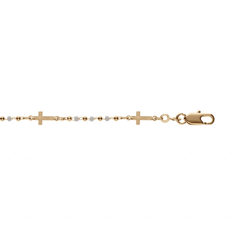 Bracelet mode croix et boules en Plaqué Or