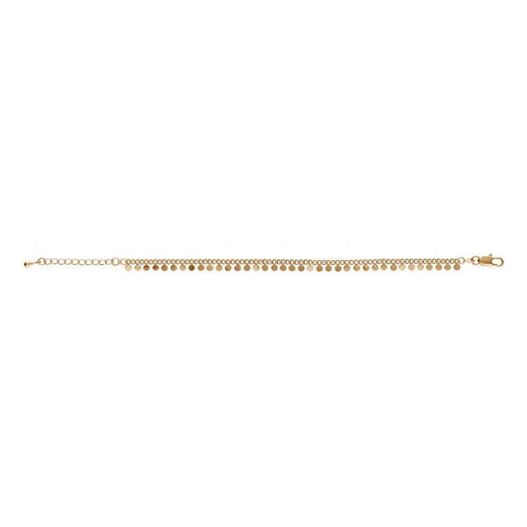 Bracelet plaqué or motif pampilles multi rondelles finition polie