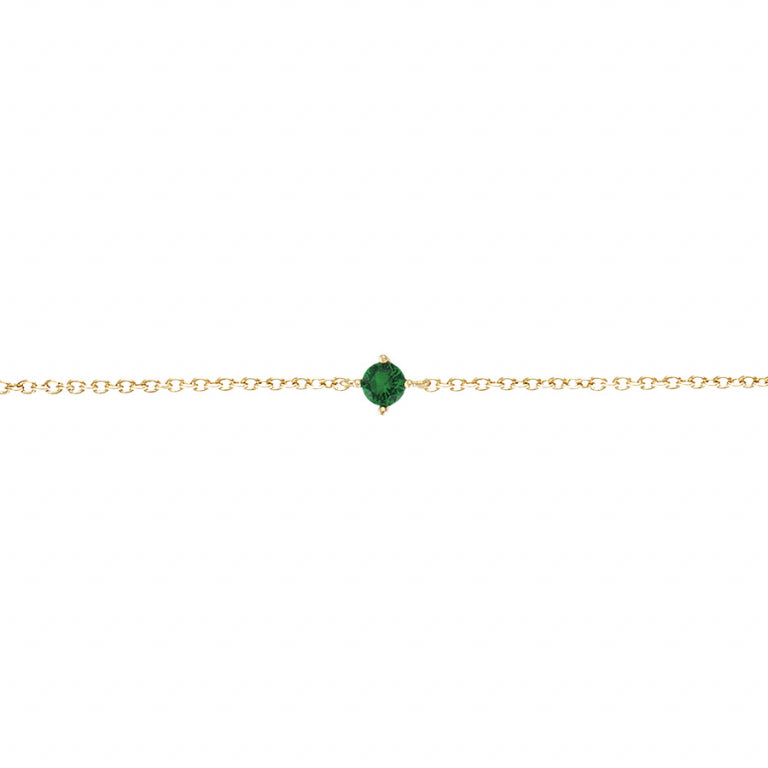 Bracelet mode en plaqué or avec oxyde de zirconium vert rond