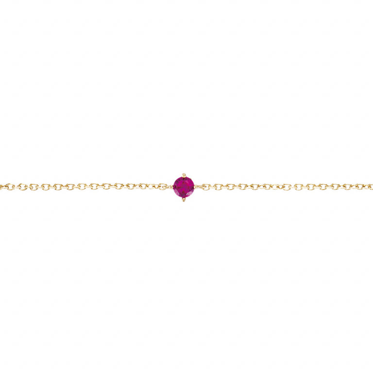 Bracelet solitaire oxydes fushia en plaqué or 4mm