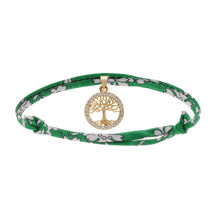 Bracelet mode arbre de vie en plaqué or avec oxydes blancs sertis