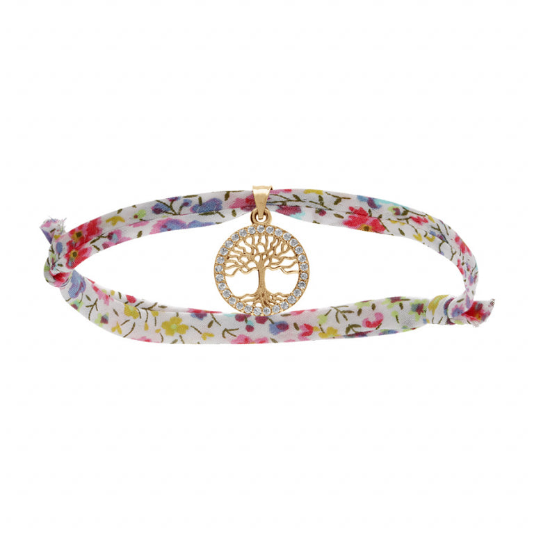 Bracelet mode arbre de vie en plaqué or avec oxydes blancs sertis