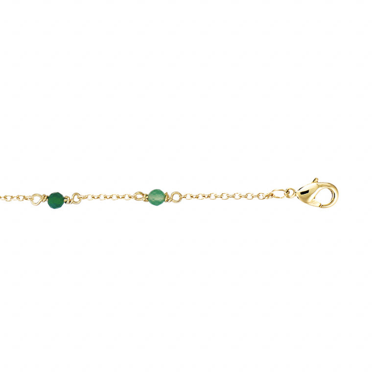 Bracelet mode en plaqué or avec pierre agate verte véritable