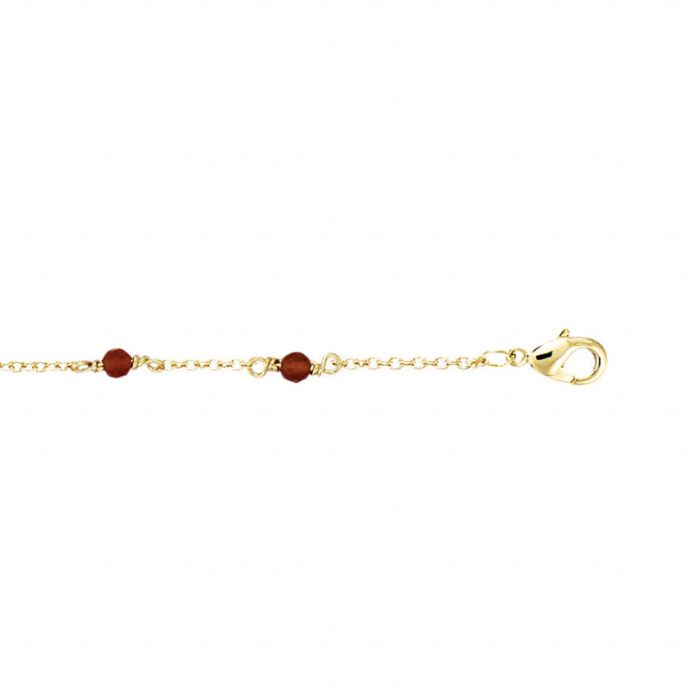 Bracelet mode en Plaqué Or avec pierre agate rouge foncé