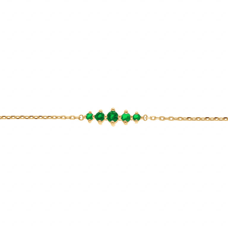Bracelet mode oxydes verts horizontal en plaqué or
