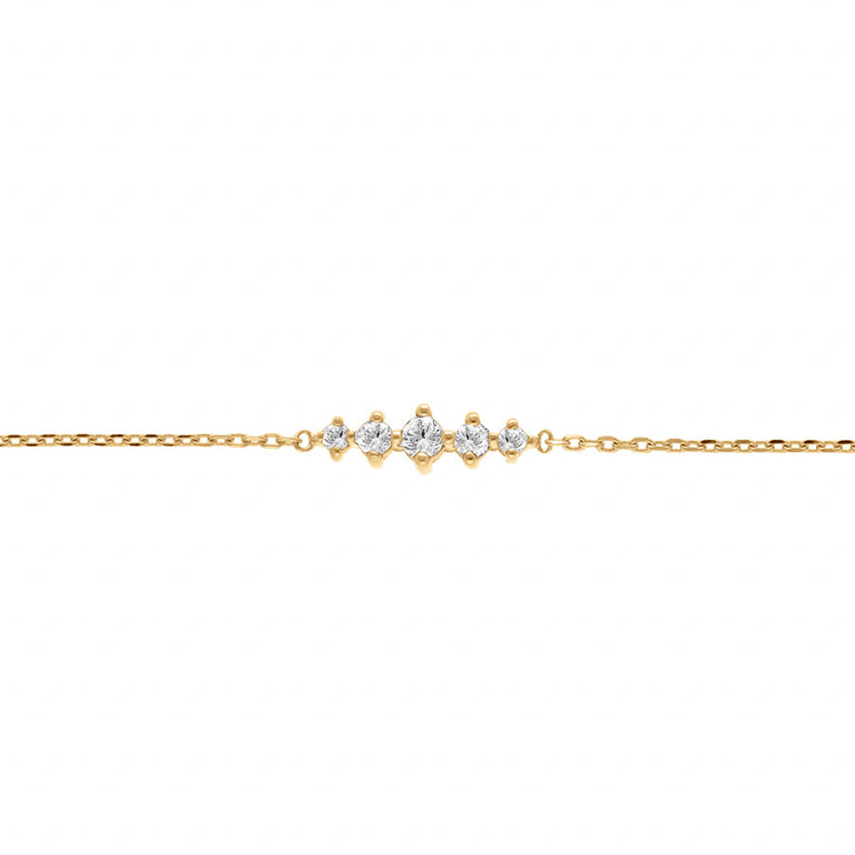 Bracelet mode oxydes blancs horizontal en plaqué or