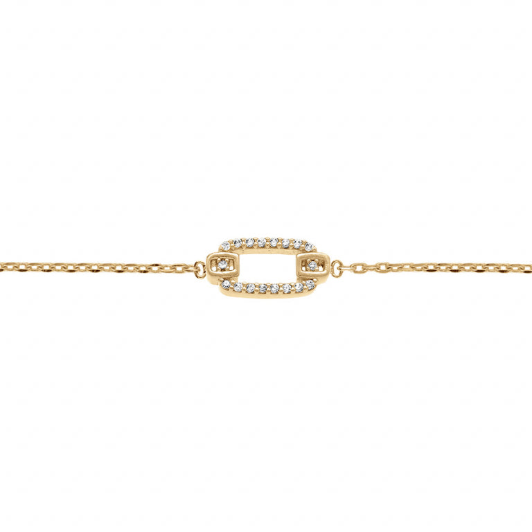 Bracelet mode rectangle orné oxydes blancs en plaqué or