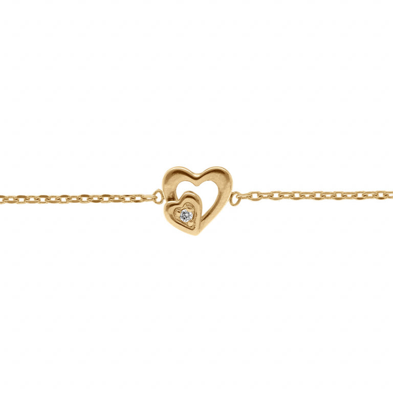Bracelet mode cœurs oxydes blancs en plaqué or