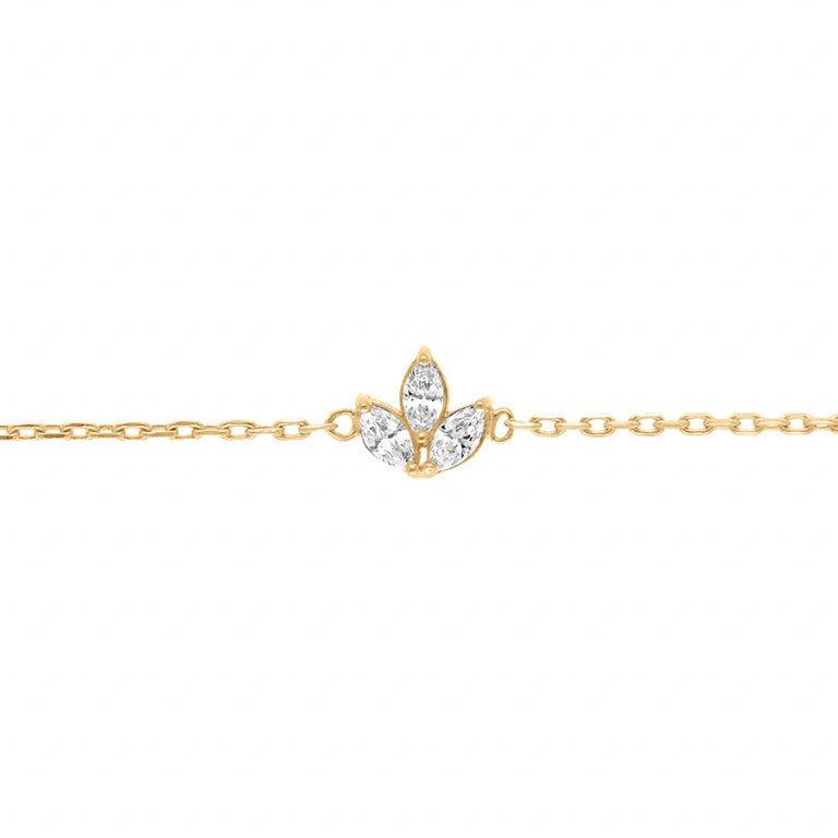 Bracelet mode motif trio d'oxydes blancs en plaqué or