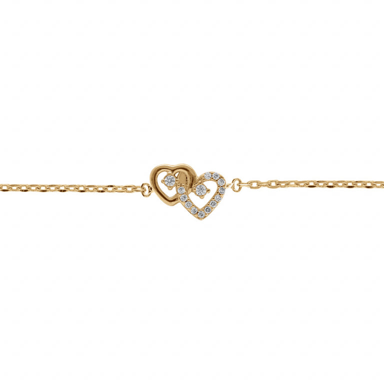 Bracelet mode coeurs entrelacés en Plaqué Or avec oxydes de zirconium blancs