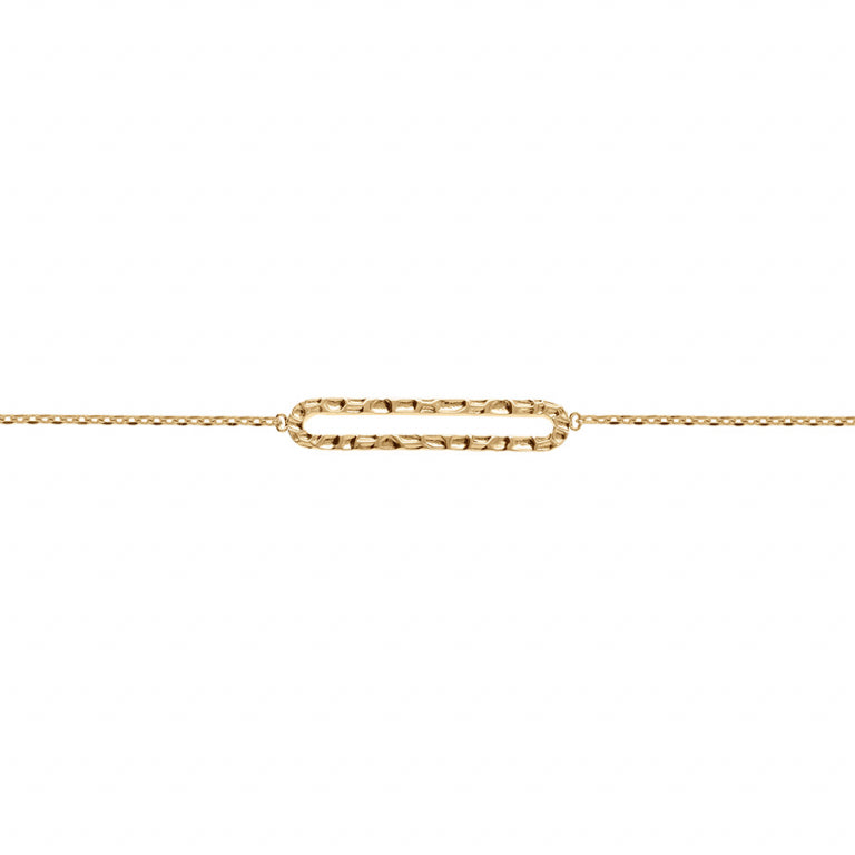 Bracelet mode rectangle ajouré martelé en Plaqué Or