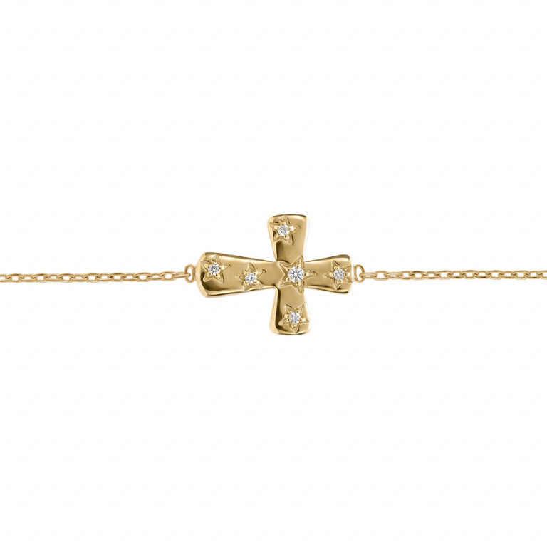 Bracelet mode croix oxydes blancs en plaqué or