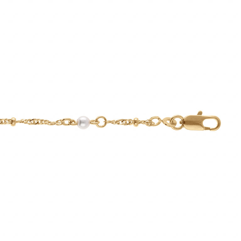 Bracelet COLLIER MODE twist et perles blanches imitation en plaqué or