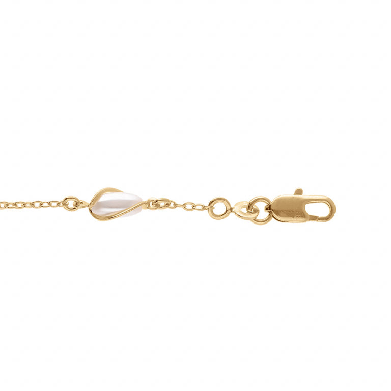 Bracelet mode cage avec perle blanche imitation en plaqué or