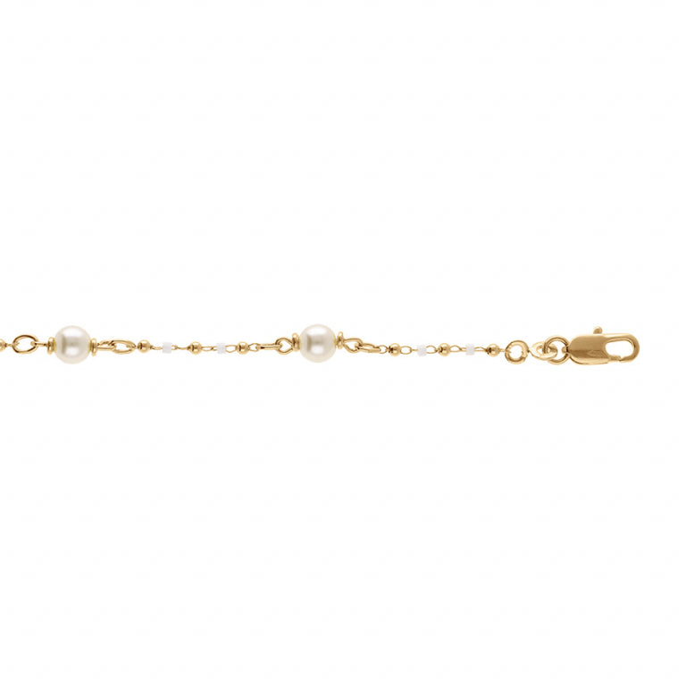 Bracelet mode perle blanche imitation en plaqué or