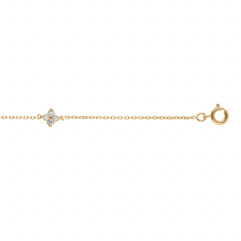 Bracelet mode fleur en plaqué or avec oxydes de zirconium blancs