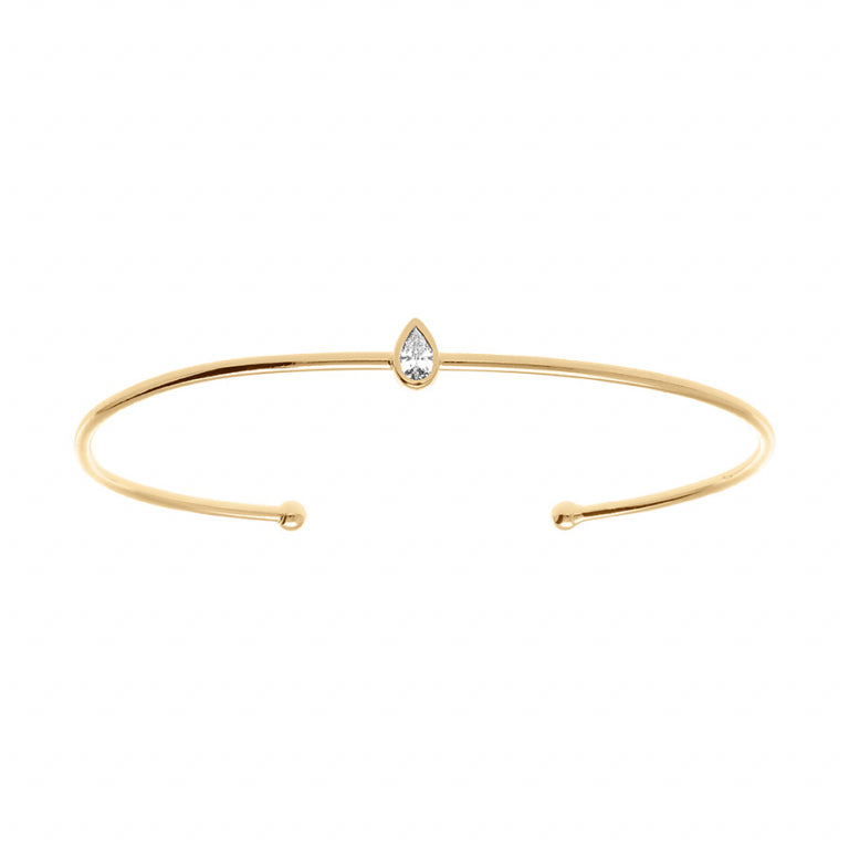 Bracelet mode jonc goutte en Plaqué Or avec oxydes blancs