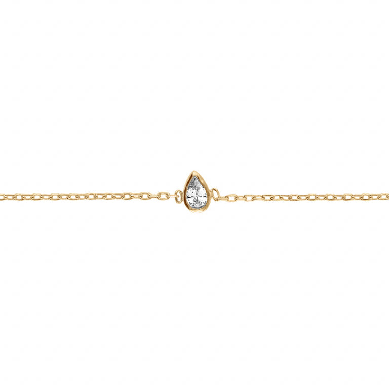 Bracelet mode goutte en plaqué or serti d'oxydes blancs