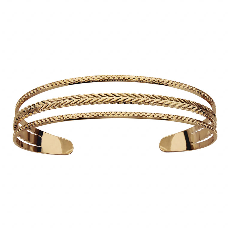 Bracelet mode rigide 3 rangs diamanté en plaqué or