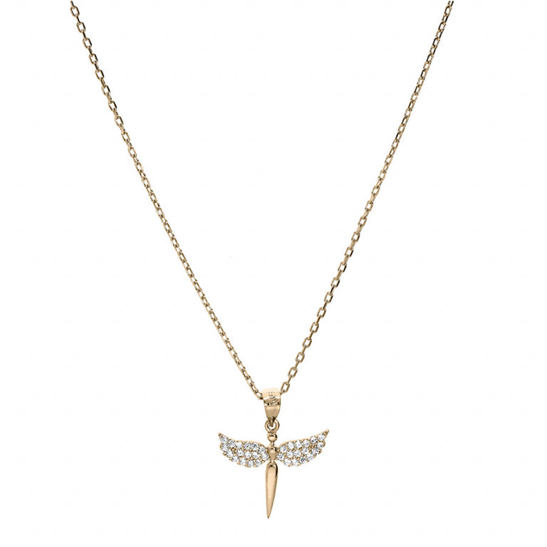 Angel Wing Sword Necklace – Silver Gilded with Fine Gold | Azuline view 2